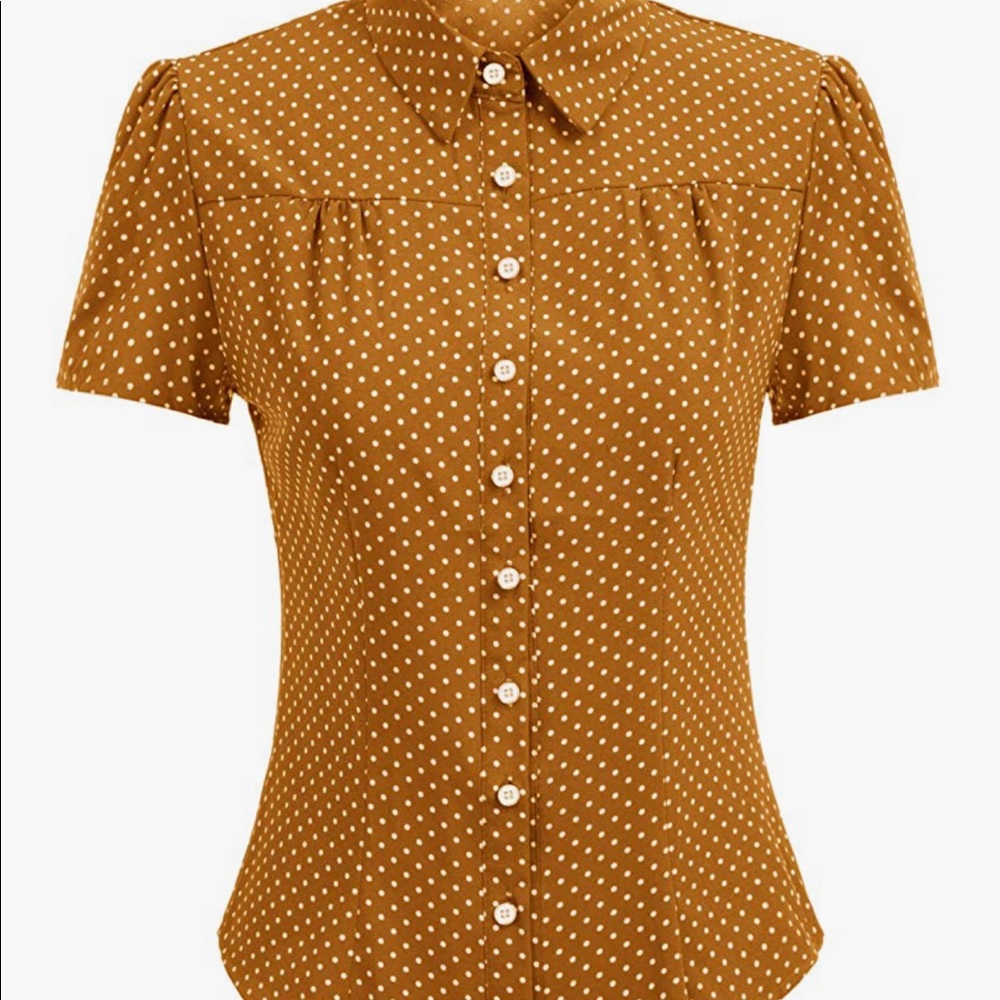 Women’s dressy polka dot tunic - mustard